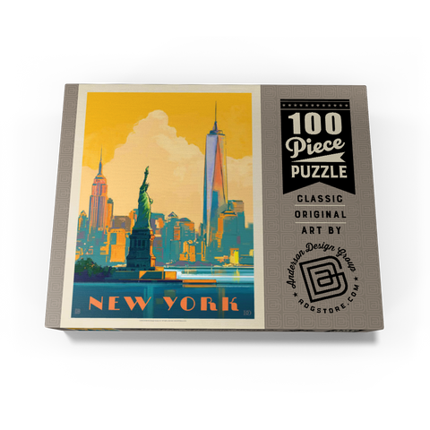 New York City: Skyline Glow, Vintage Poster 100 Jigsaw Puzzle box view1
