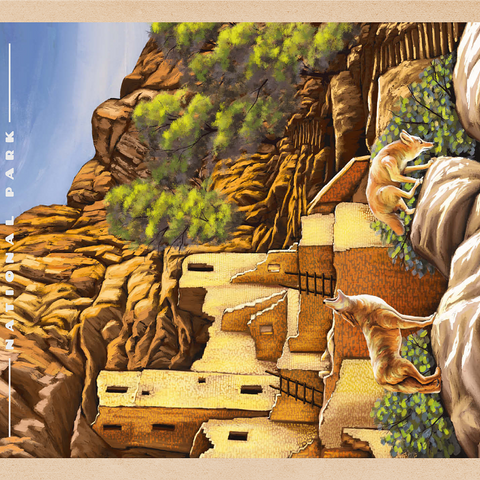 Mesa Verde National Park - Sunrise at Cliff Palace, Vintage Travel Poster 1000 Jigsaw Puzzle 3D Modell