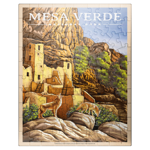 puzzleplate Mesa Verde National Park - Sunrise at Cliff Palace, Vintage Travel Poster 100 Jigsaw Puzzle