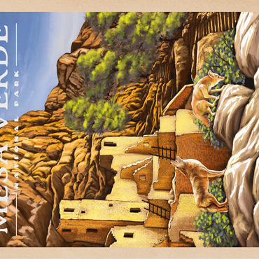 Mesa Verde National Park - Sunrise at Cliff Palace, Vintage Travel Poster 100 Jigsaw Puzzle 3D Modell