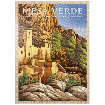puzzleplate Mesa Verde National Park - Sunrise at Cliff Palace, Vintage Travel Poster 500 Jigsaw Puzzle