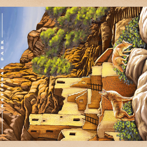 Mesa Verde National Park - Sunrise at Cliff Palace, Vintage Travel Poster 500 Jigsaw Puzzle 3D Modell