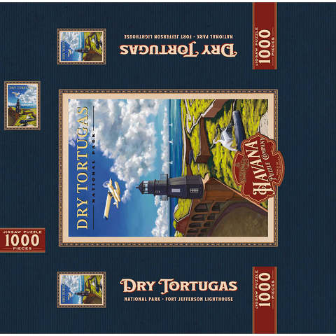 Dry Tortugas National Park - Fort Jefferson Lighthouse, Vintage Travel Poster 1000 Jigsaw Puzzle box 3D Modell