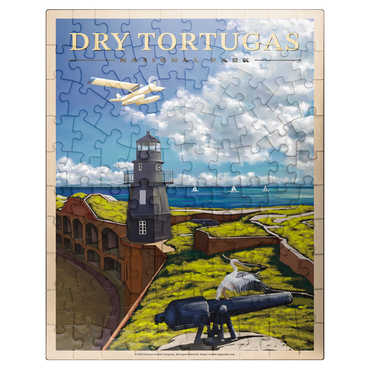 puzzleplate Dry Tortugas National Park - Fort Jefferson Lighthouse, Vintage Travel Poster 100 Jigsaw Puzzle