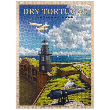 puzzleplate Dry Tortugas National Park - Fort Jefferson Lighthouse, Vintage Travel Poster 500 Jigsaw Puzzle