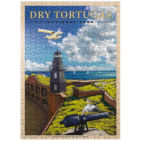 puzzleplate Dry Tortugas National Park - Fort Jefferson Lighthouse, Vintage Travel Poster 500 Jigsaw Puzzle